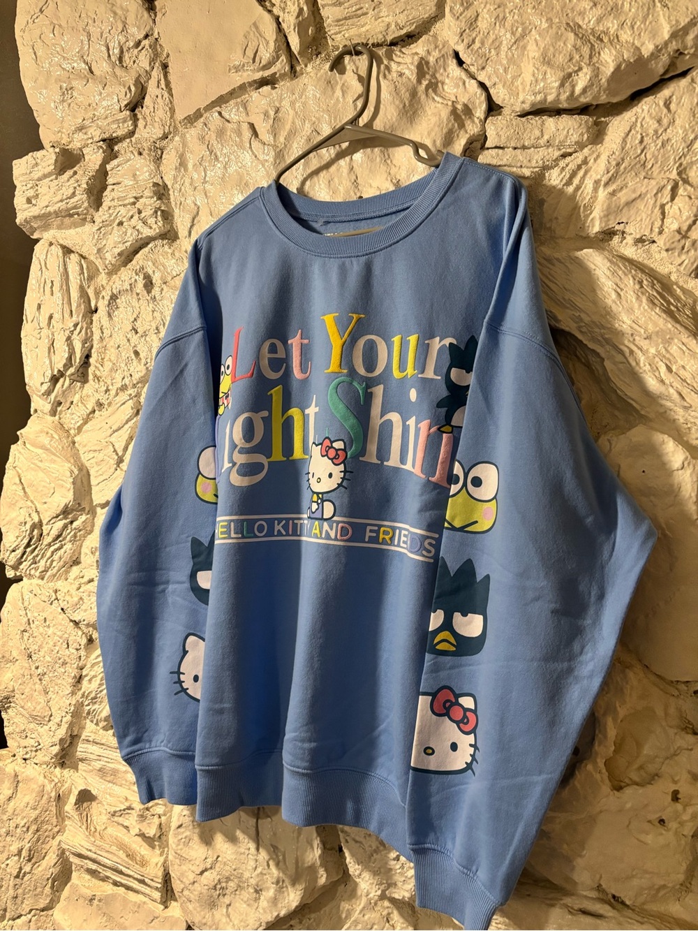 Hello Kitty Blue Crewneck Sweatshirt with Colorful Lettering